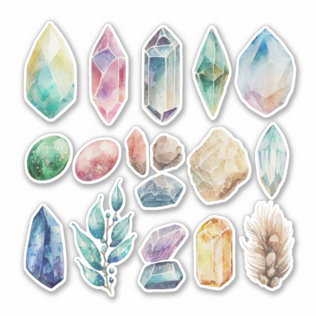 Aquarell Gemstone Gems Vinyl Sticker (Vorderseite)