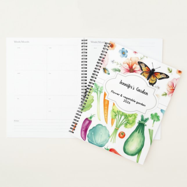 Aquarell-Gemüse-Blumen persönlicher Garten Planer (Anzeige)