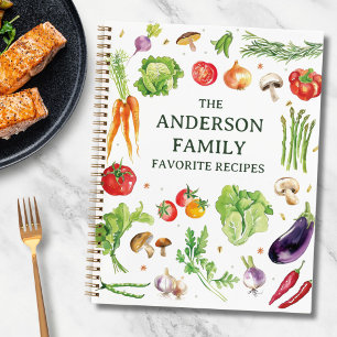 Aquarell-Gemüse Personalisiertes Familienrezept Notizbuch