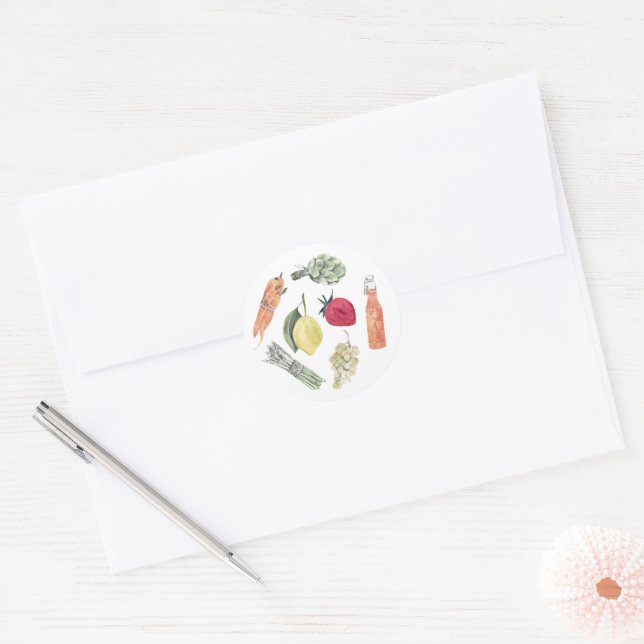 Aquarell Gemüse und Obst Runder Aufkleber (Umschlag)