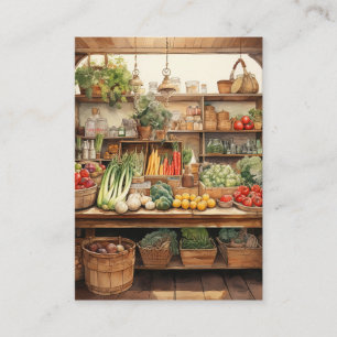 Aquarell-Gemüsegeschäft-Hintergrund Visitenkarte