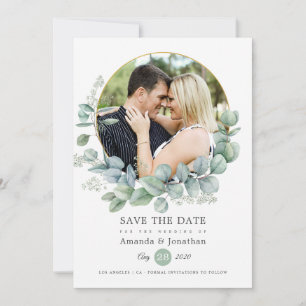 Aquarell geometrische Eukalyptus-Hochzeit Save The Date