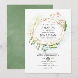 Aquarell geometrische Kristallgrün Hochzeit Einladung