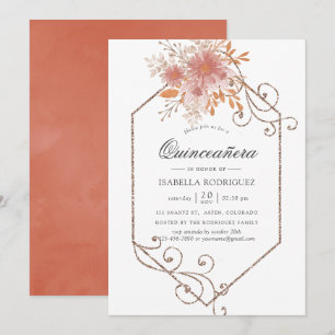 Aquarell geometrische Terrakotta Quinceañera Einladung