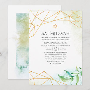Aquarell-Geometrischer Bat Mizwa Einladung