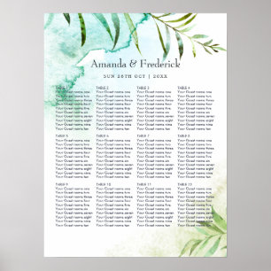 Aquarell-Geometrischer-Kristall-Hochzeits-Sitzplan Poster