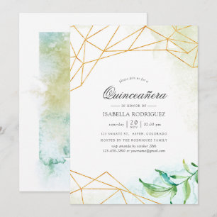 Aquarell-Geometrischer Kristall-Quinceañera Einladung