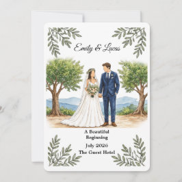 Aquarell Gesichtsloze Hochzeitseinladung für ein P Einladung