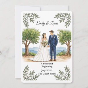 Aquarell Gesichtsloze Hochzeitseinladung für ein P Einladung