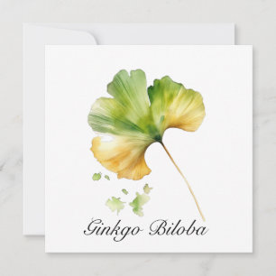 Aquarell-Ginkgo-Biloba-Blatt-Botanisches Wohlbefin Einladung