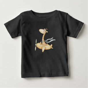 Aquarell-Giraffe Pilot  Baby T-shirt