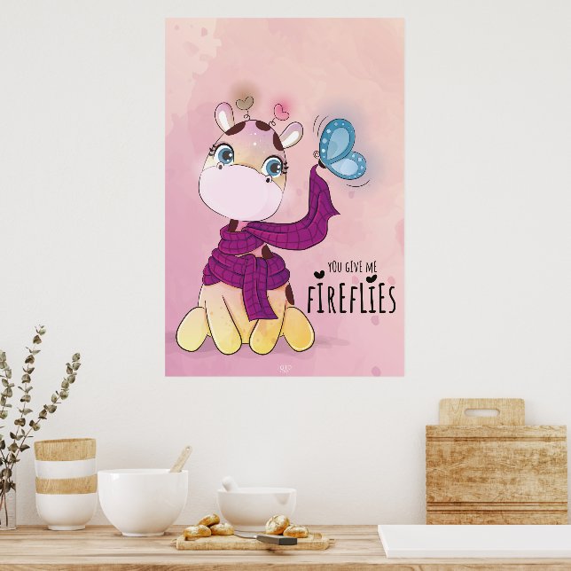 Aquarell-Giraffe Poster (Küche)