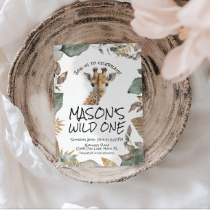 Aquarell-Giraffe Wild  Erster Geburtstag Einladung