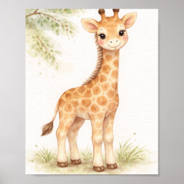 Aquarell-Giraffen-Kinderzimmer-Wandkunst Poster