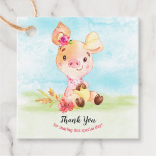 Aquarell Girl Piggy Baby Showfarm Vielen Dank Geschenkanhänger