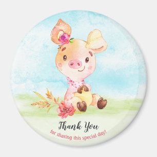 Aquarell Girl Piggy Baby Showfarm Vielen Dank Magnet