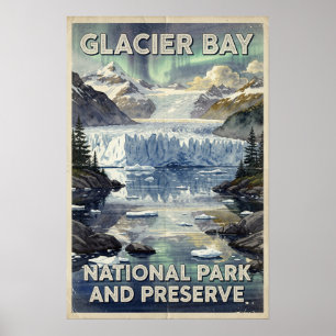 Aquarell Glacier-Bay-Nationalpark und -schutzgebie Poster