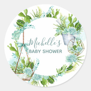Aquarell-Glas-Terrarium-Sukkulenten-Baby-Party Runder Aufkleber