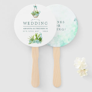 Aquarell Glas Terrarium Sukkulenten Hochzeit Fächer
