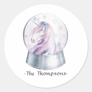 Aquarell Glitter Einhorn Babyparty Runder Aufkleber