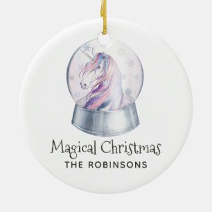 Aquarell Glitter Einhorn Weihnachten Familienfoto Keramik Ornament