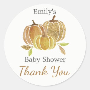 Aquarell Glitter-Kürbis Herbst-Baby-Party Runder Aufkleber