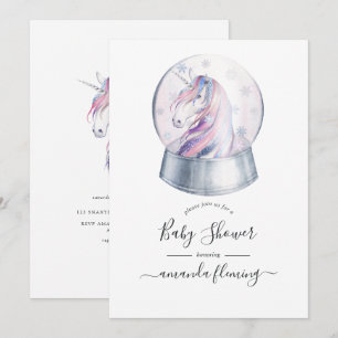 Aquarell Glitzer Einhorn Weihnachtsdusche Einladung