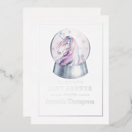 Aquarell Glitzer Einhorn Weihnachtsdusche Folieneinladung