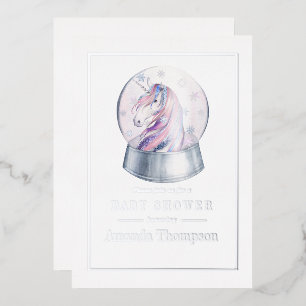 Aquarell Glitzer Einhorn Weihnachtsdusche Folieneinladung