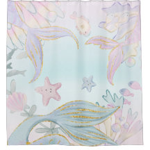 Aquarell Glitzer Meerjungfrau Schwänze unter Wasse