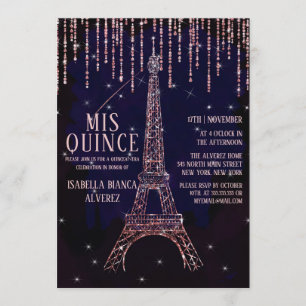 Aquarell Glitzer Paris Eiffel Tower Quinceñera Einladung