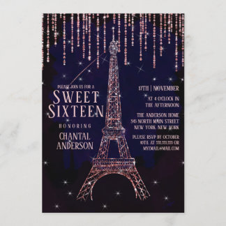 Aquarell Glitzer Paris Eiffelturm Süß 16 Einladung