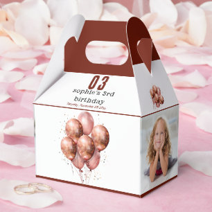 Aquarell Glitzer Rose Goldballon 3. Geburtstag Geschenkschachtel