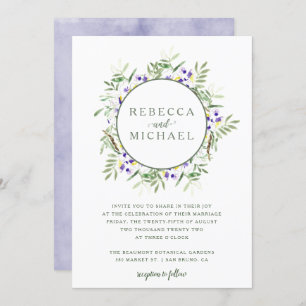 Aquarell-Glyzinie-Kranz-Hochzeits-Einladung Einladung