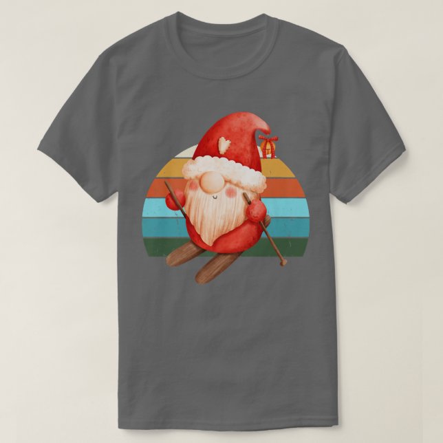 Aquarell Gnome Weihnachtsbaum Lichter Weihnachten  T-Shirt (Design vorne)