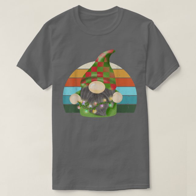 Aquarell Gnome Weihnachtsbaum Lichter Weihnachten  T-Shirt (Design vorne)