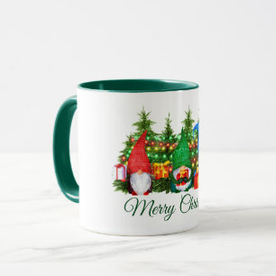 Aquarell Gnomes Frohe Weihnachtsleuchten Grün Tasse