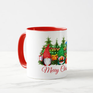Aquarell Gnomes Frohe Weihnachtsleuchten Rot Tasse