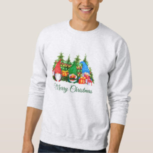 Aquarell Gnomes Green Frohe Weihnachten Grau Sweatshirt