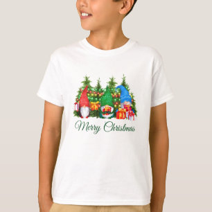 Aquarell Gnomes Green Frohe Weihnachtsjunge T-Shirt