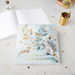 Aquarell-Gold-Babyparty mit Blumenmotiv Gästebuch