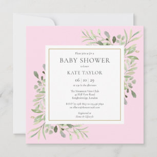Aquarell Gold Grün Pink Baby Girl Shower Einladung