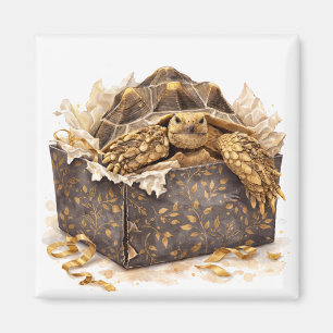 Aquarell Gold und Brauner Geburtstagsgeschenk Schi Magnet