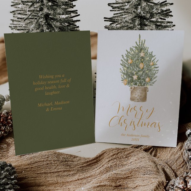 Aquarell Gold Whimsical Tree Frohe Weihnachten (Von Creator hochgeladen)