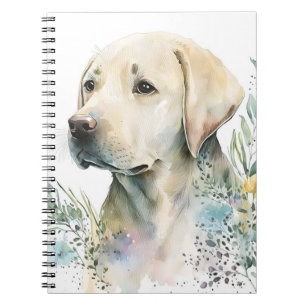 Aquarell Golden Labrador Retriever und Blumen Notizblock