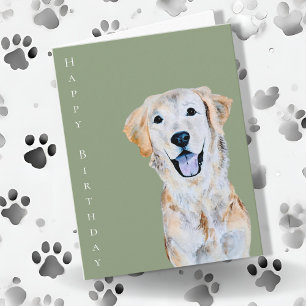 Aquarell Golden Retriever Hund Sage Geburtstag Karte
