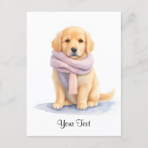 Aquarell Golden Retriever Welpe Personalisiert Postkarte