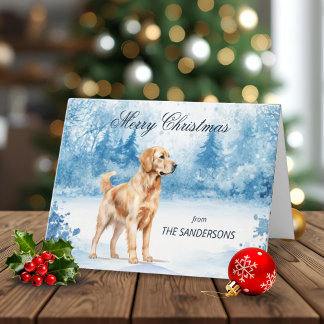 Aquarell Golden Retriever Winter Weihnachten