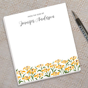 Aquarell-Goldene Schwarzäugige Susanne-Blumen Notizblock
