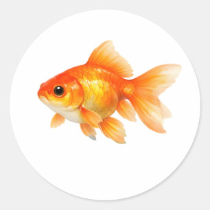Aquarell-Goldfisch Runder Aufkleber